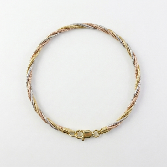 Tri Tone Twisted Rope Bracelet - Image 1
