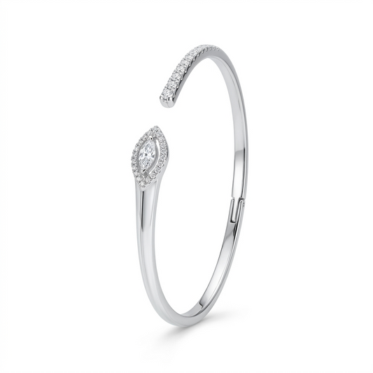 Silver Marquise Halo Adjustable Kada