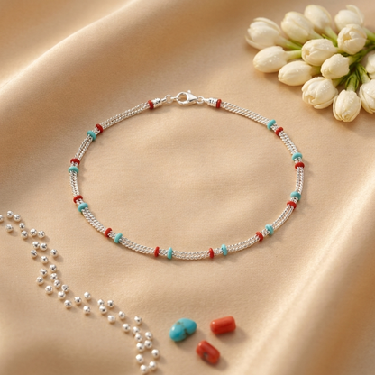 Silver Twisted Link Single Anklet