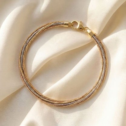 Rose Gold Silver Double Line Bracelet - Image 2