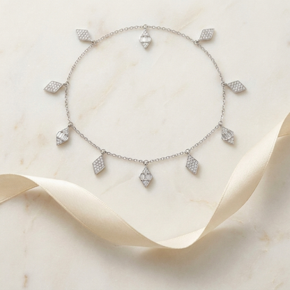Silver Geometric Drop Single Anklet