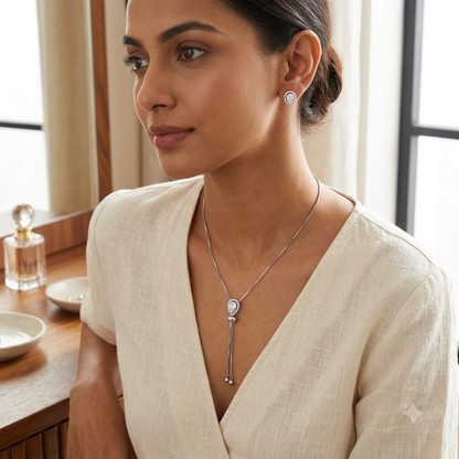 Silver Elegant Infinity Pendant Set