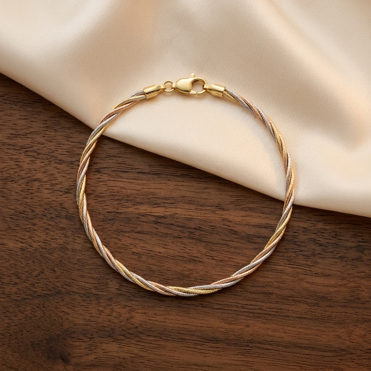 Tri Tone Twisted Rope Bracelet - Image 2