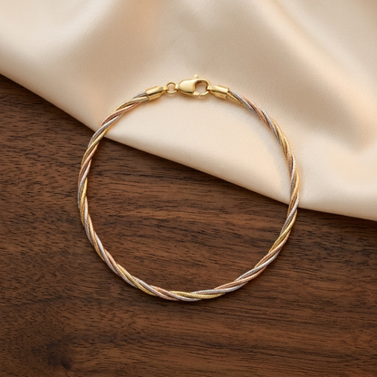 Tri Tone Twisted Rope Bracelet - Image 2