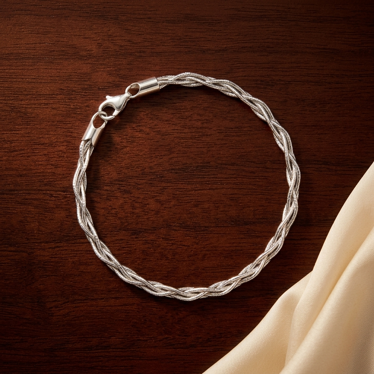 Silver Braided Twist Bracelet - Image 2