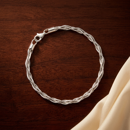 Silver Braided Twist Bracelet - Image 2