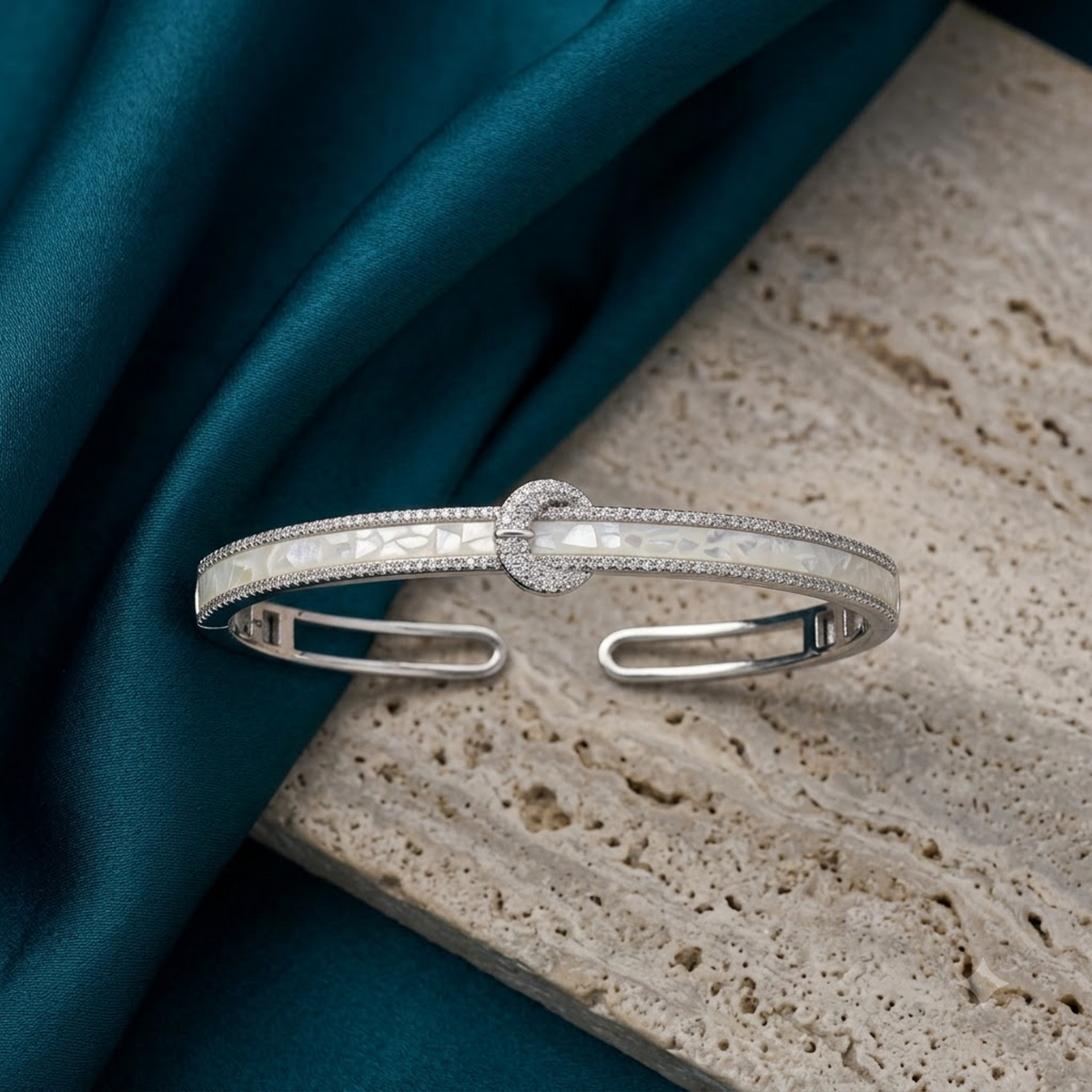 Silver Double Band Center Link Adjustable Kada