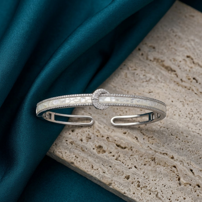 Silver Double Band Center Link Adjustable Kada