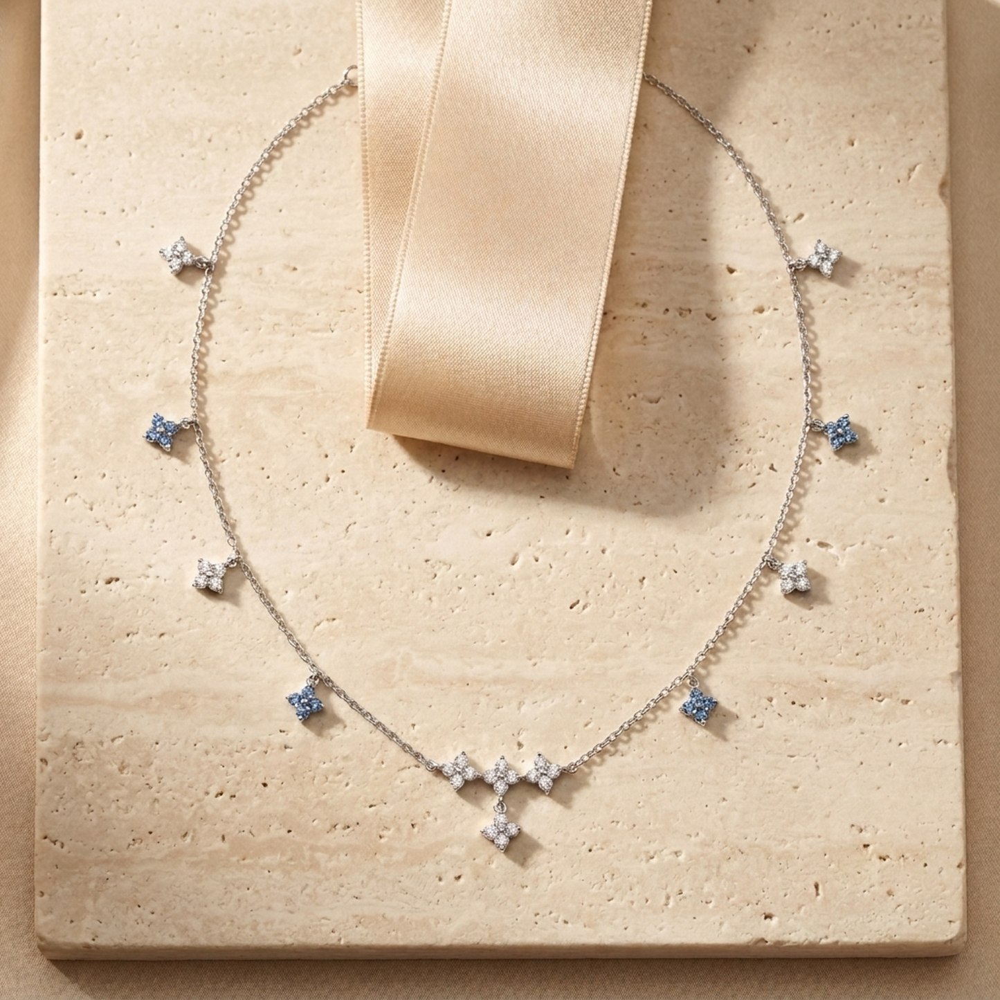 Silver Floral Charm Single Anklet