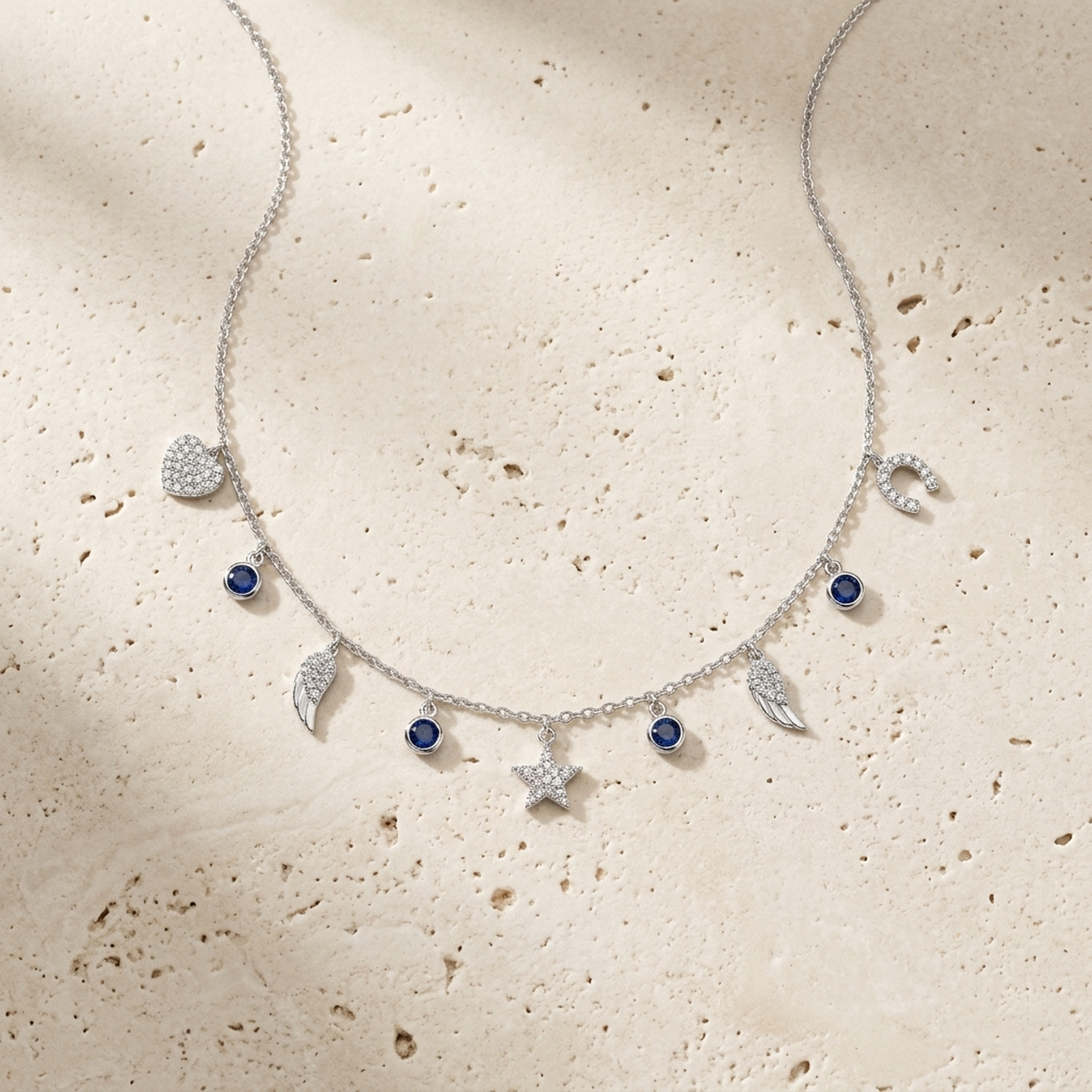 Silver Blue Crystal Drop Single Anklet