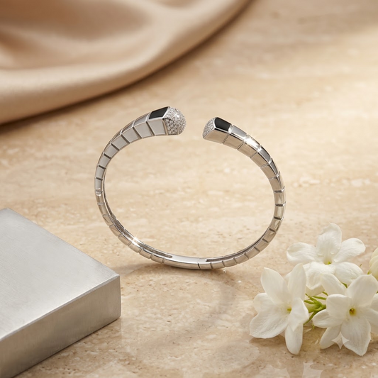 Silver Rectangular Segment Adjustable Kada