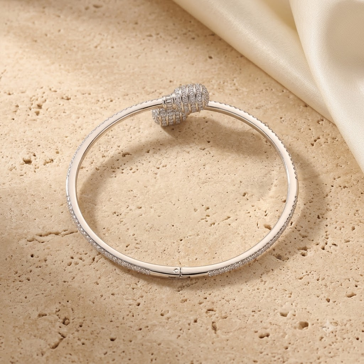 Silver Double Ball Open Adjustable Kada