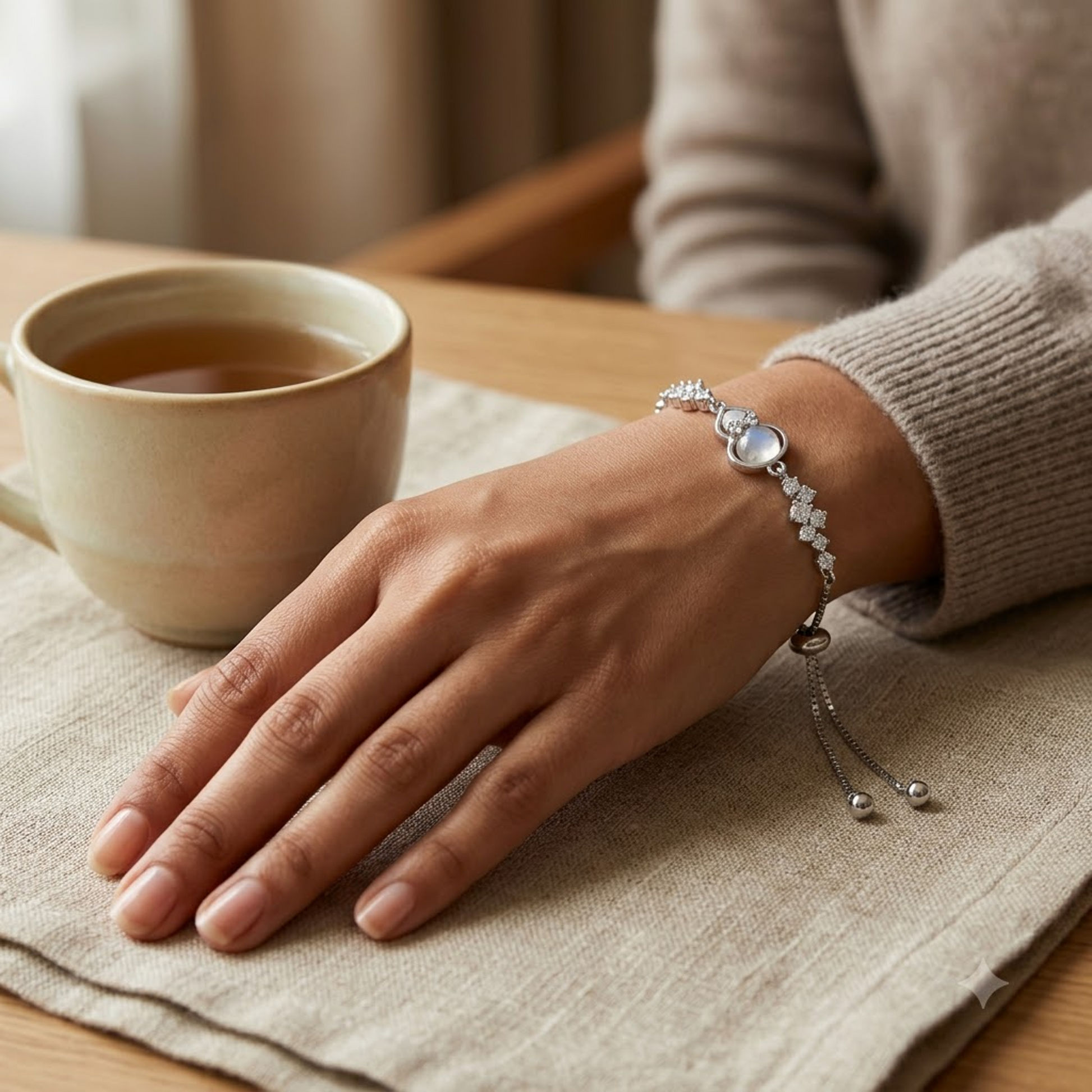 Crystal Round Halo Adjustable Bracelet