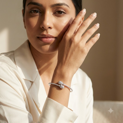 Silver Double Ball Open Adjustable Kada