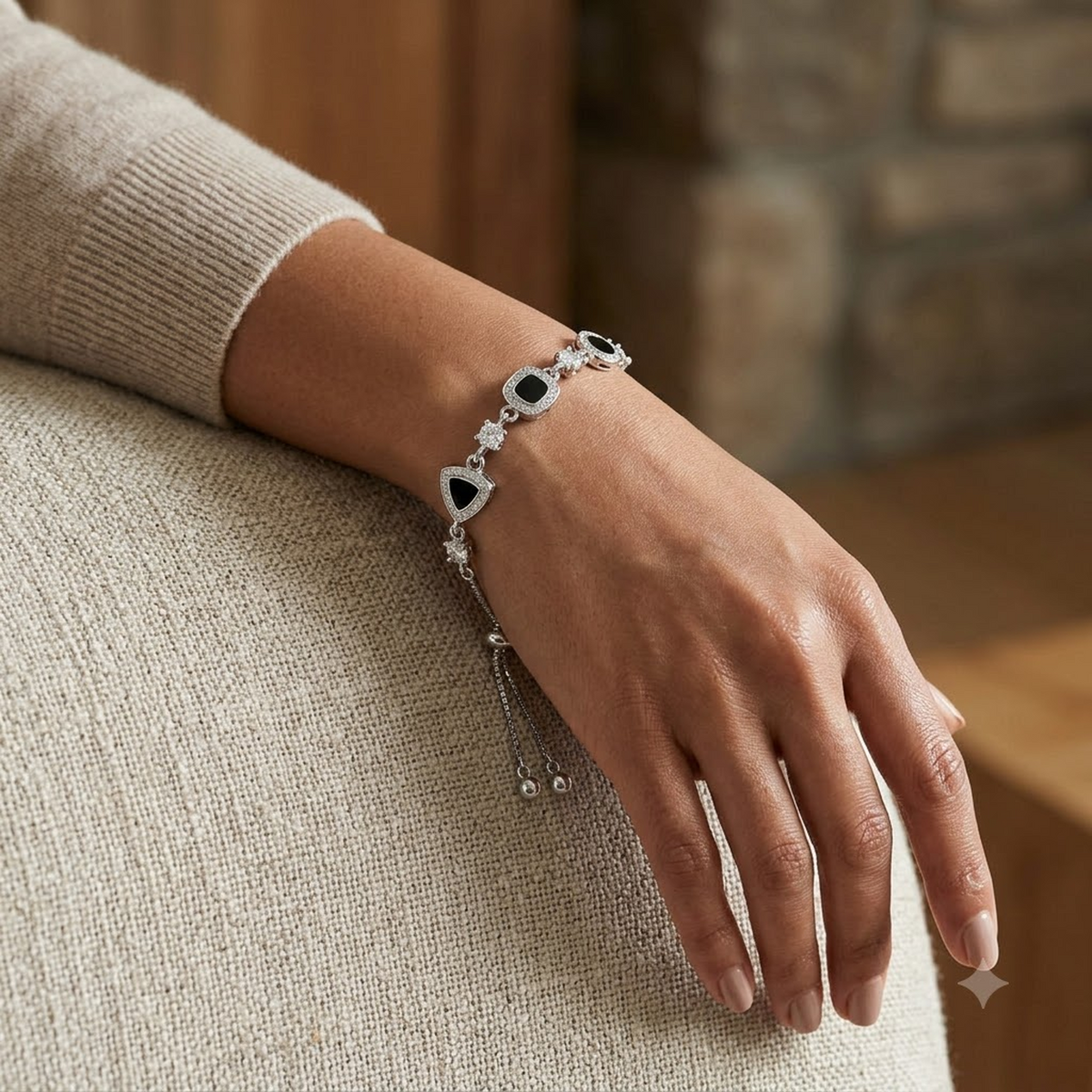 Geometric Oval Triangle Charm Bracelet