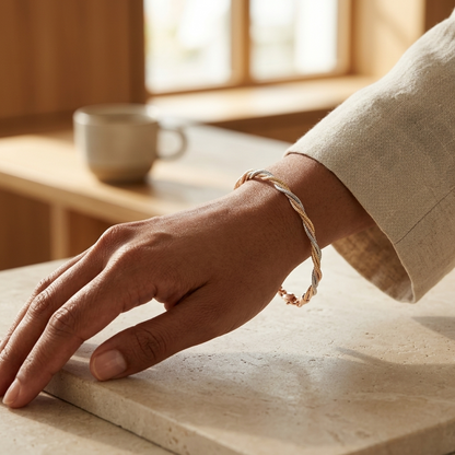 Rose Gold Silver Twisted Bracelet - Image 3
