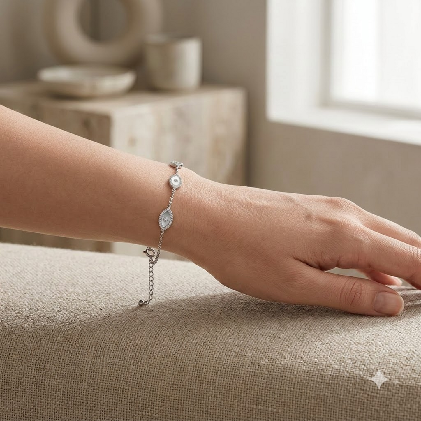 Triple Eyelet Crystal Link Bracelet