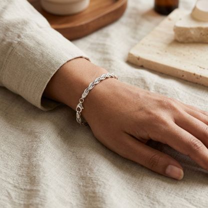 Silver Interwoven Twist Bracelet - Image 3