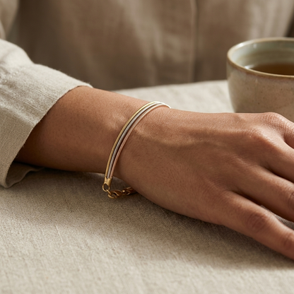 Rose Gold Triple Line Bracelet - Image 3