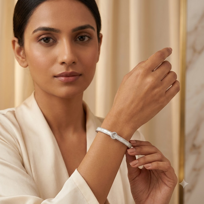 Silver Double Band Center Link Adjustable Kada