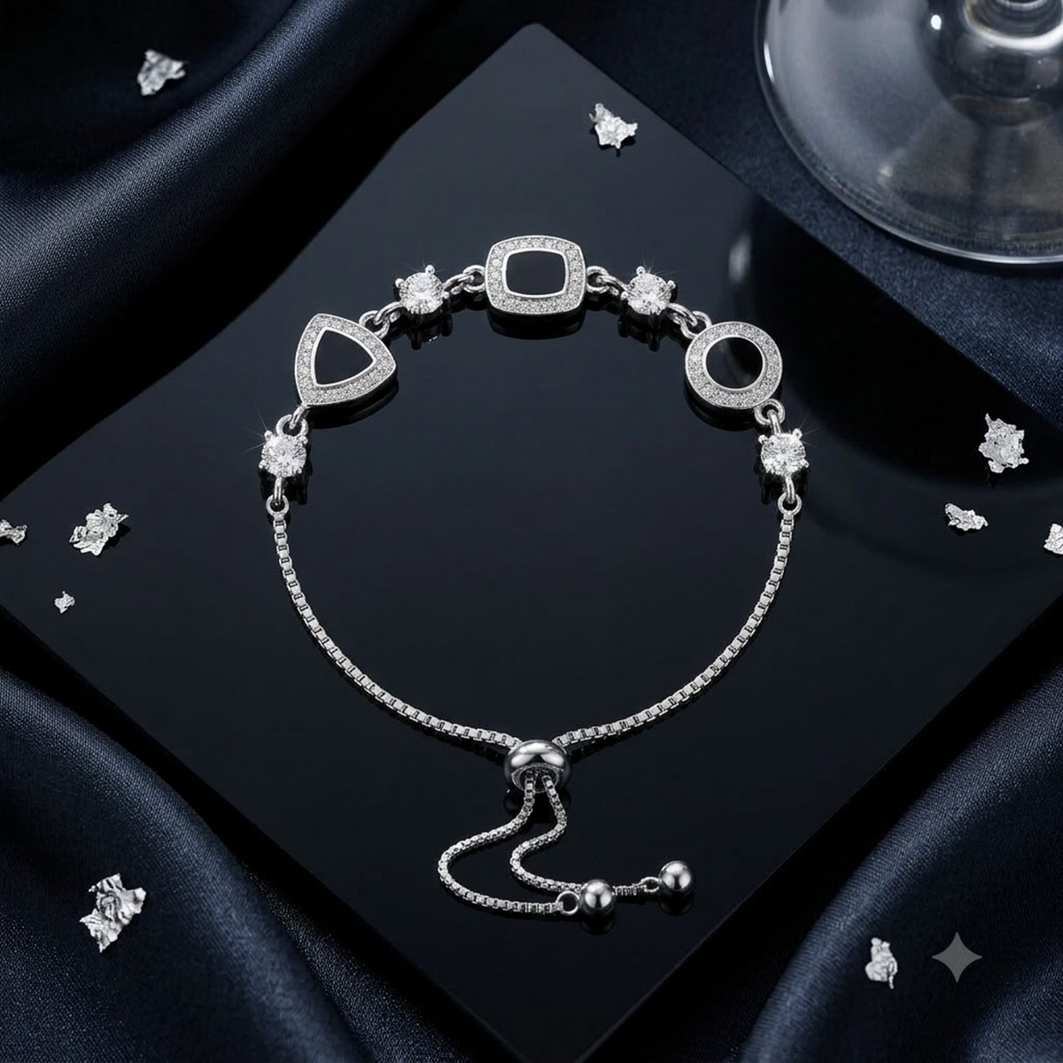 Geometric Oval Triangle Charm Bracelet