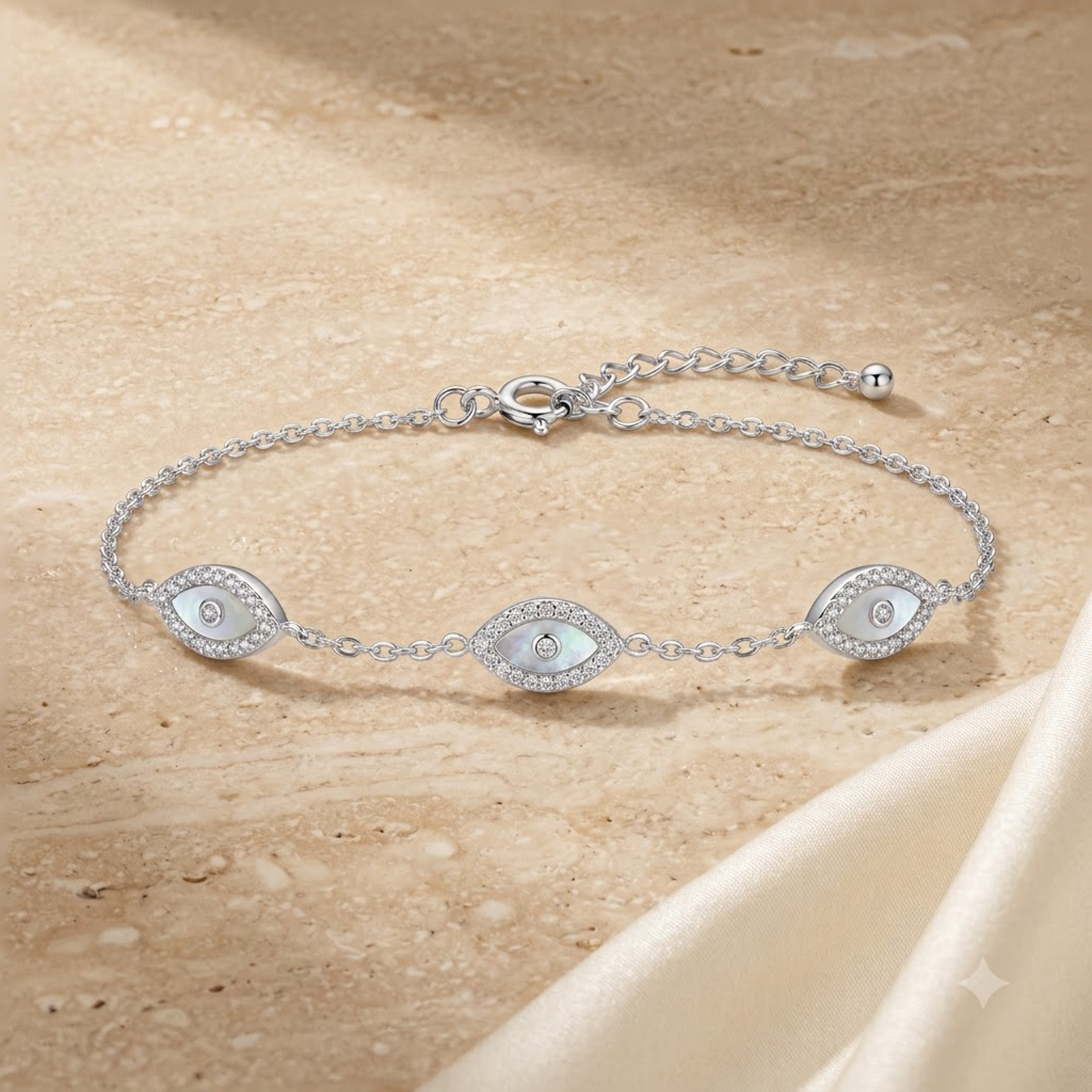 Triple Eyelet Crystal Link Bracelet