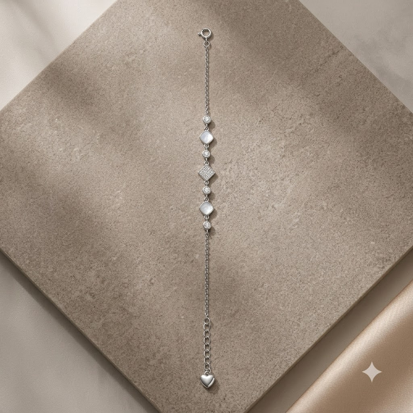 Opal Square & Crystal Link Bracelet