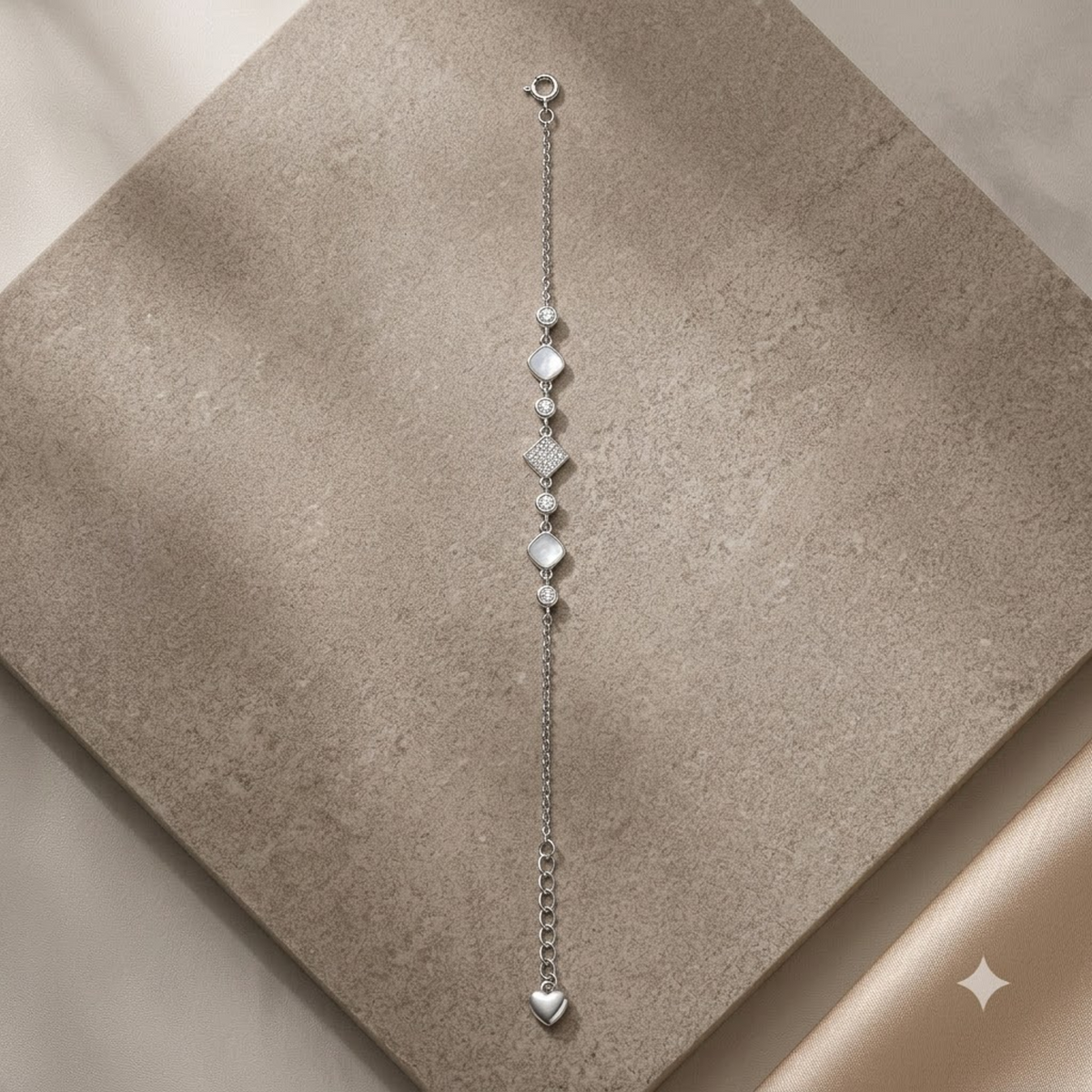 Opal Square & Crystal Link Bracelet