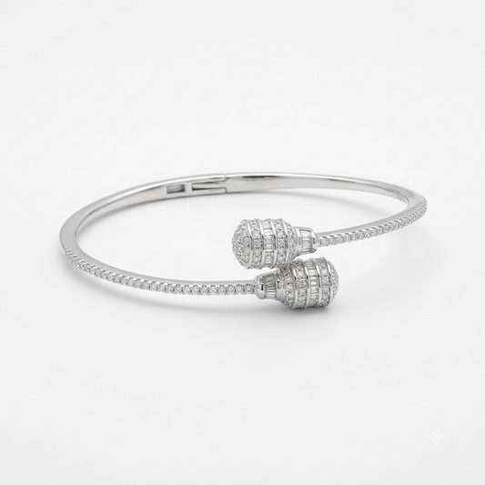 Silver Double Ball Open Adjustable Kada