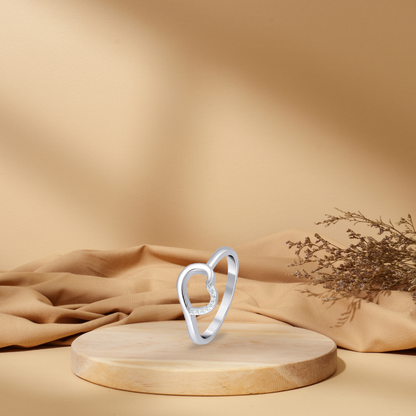 Silver Starlit Heart Ring
