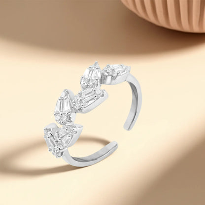 Silver Opaline Crown Ring