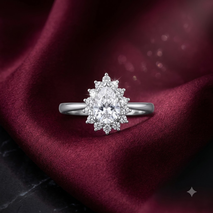 Teardrop Tiara Pear Halo Ring