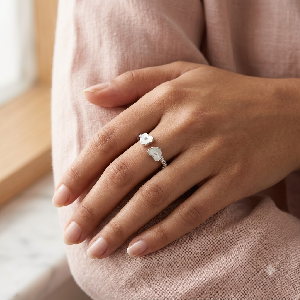Golden Heartbeat Heart-Detail Ring