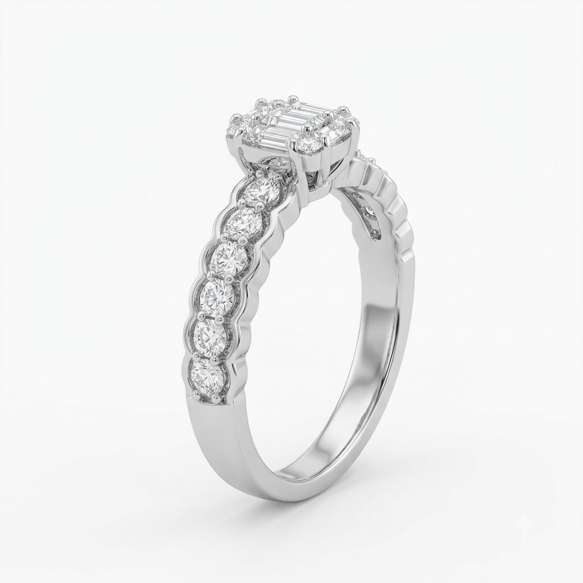 Silver Radiant Solitaire Ring