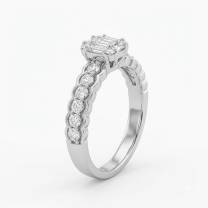 Silver Radiant Solitaire Ring