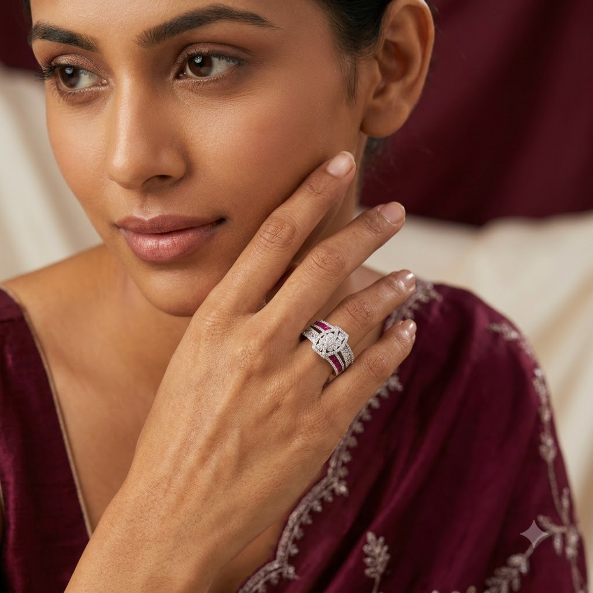 Silver Crimson Luxe Ring