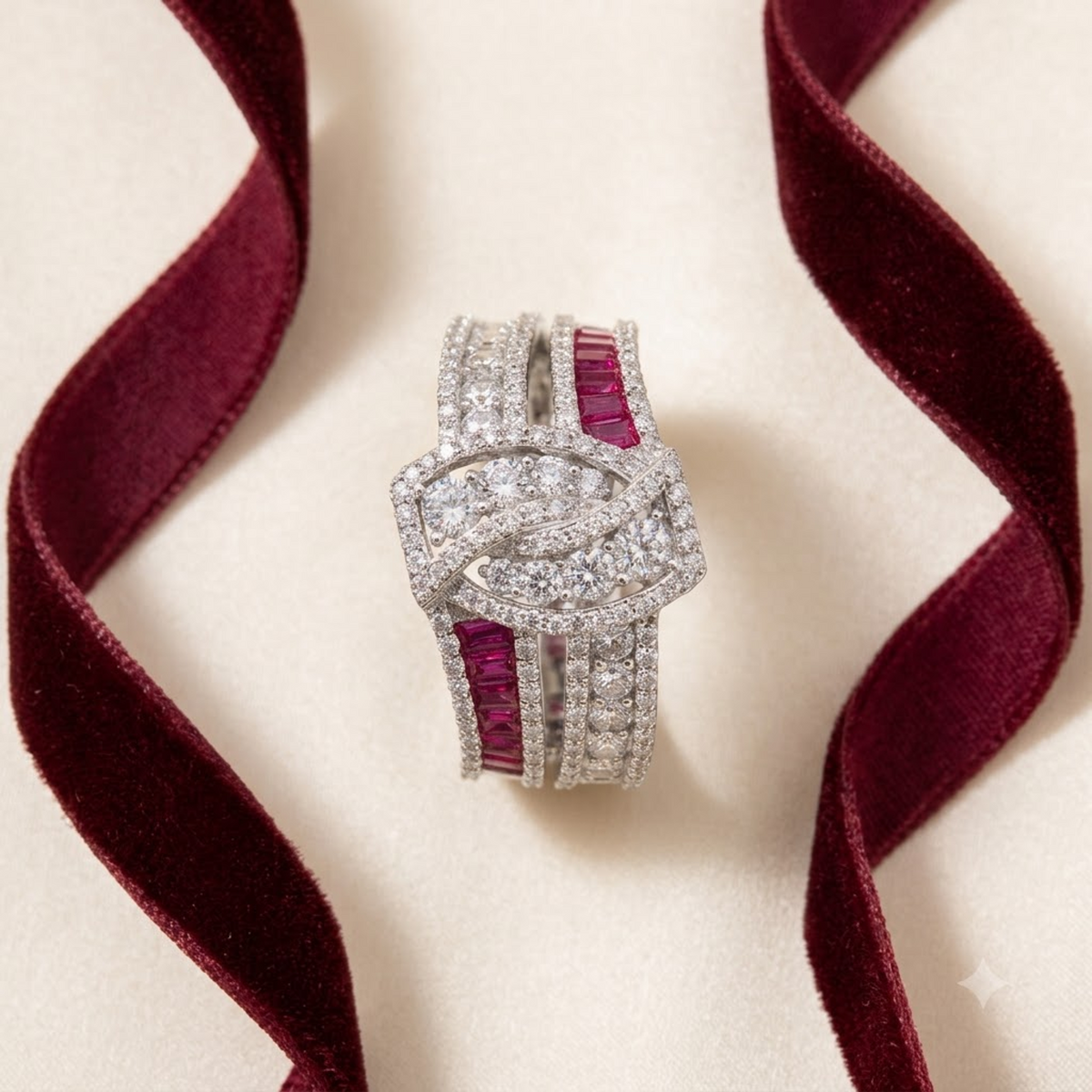 Silver Crimson Luxe Ring