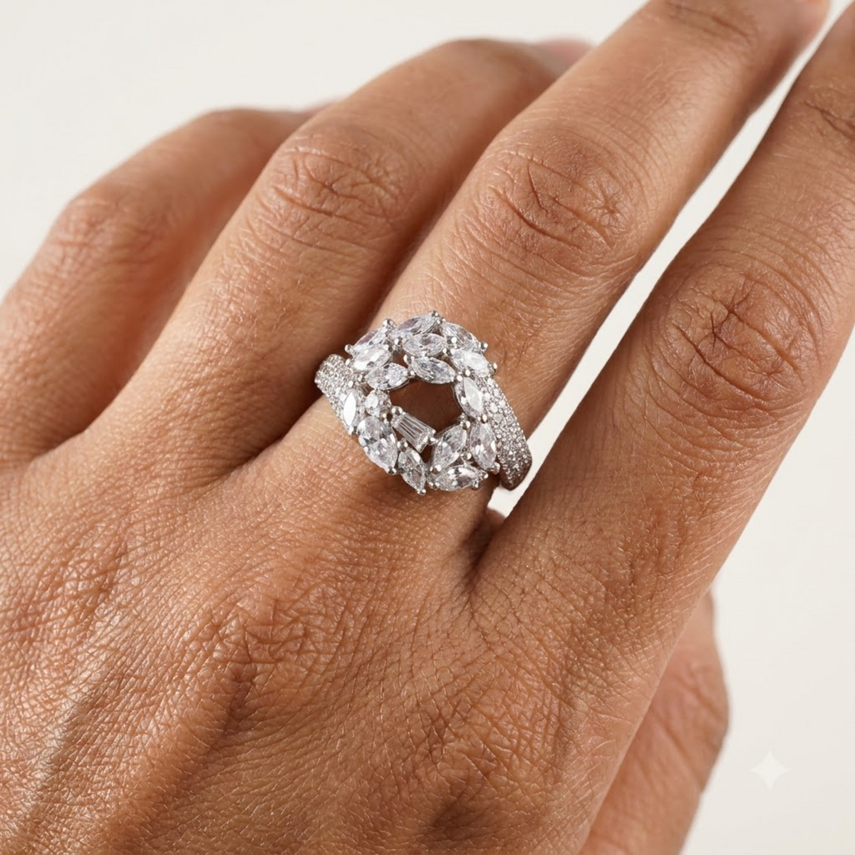 Silver Marquise Halo Ring