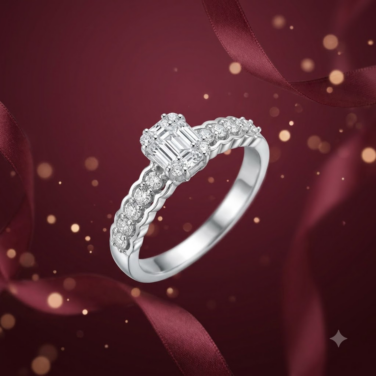 Silver Radiant Solitaire Ring