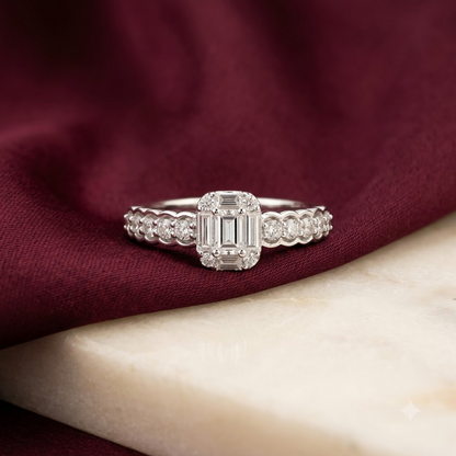 Silver Radiant Solitaire Ring