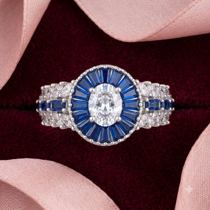 Vintage Art Deco Sapphire Halo Ring