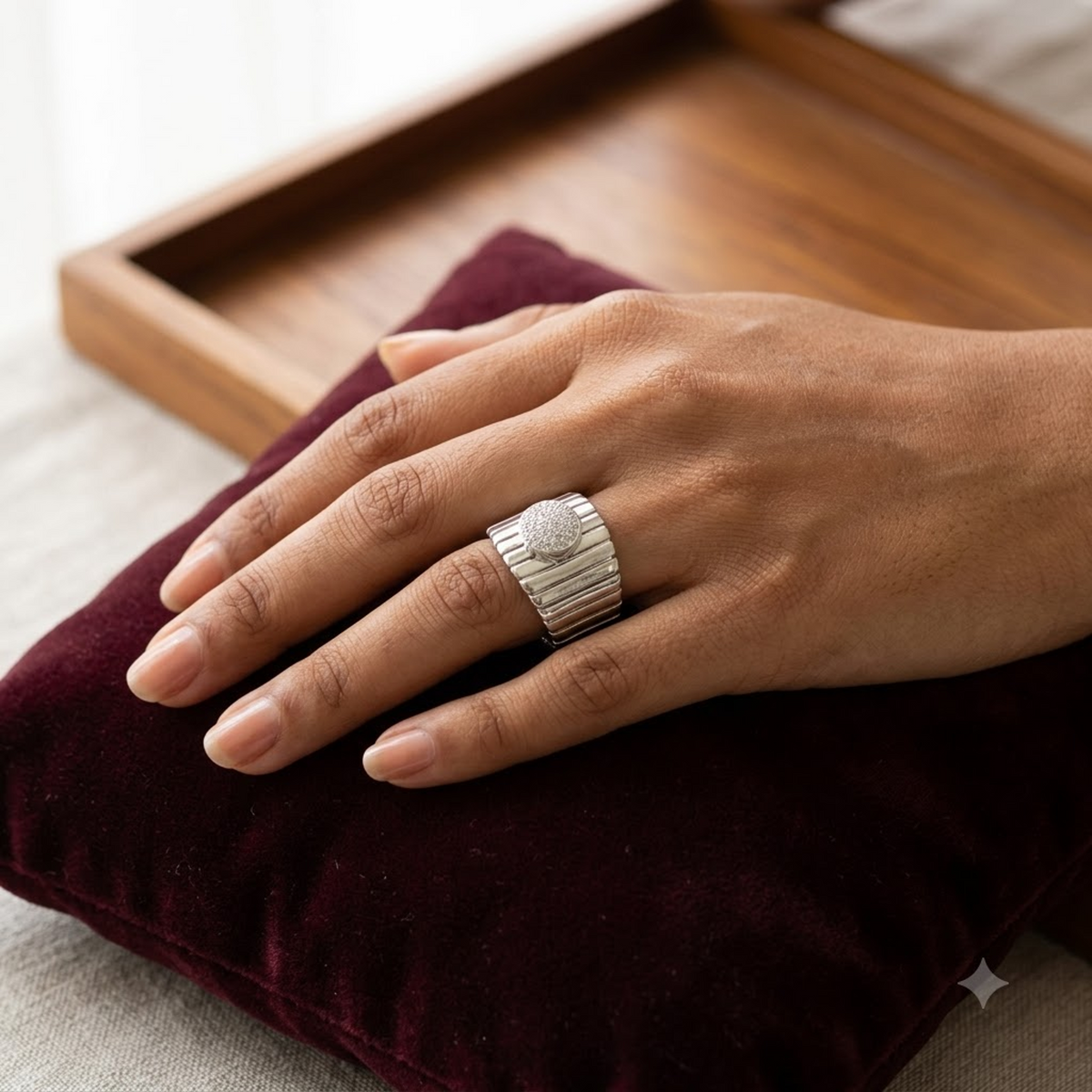 Watch-Band Style Cocktail Ring