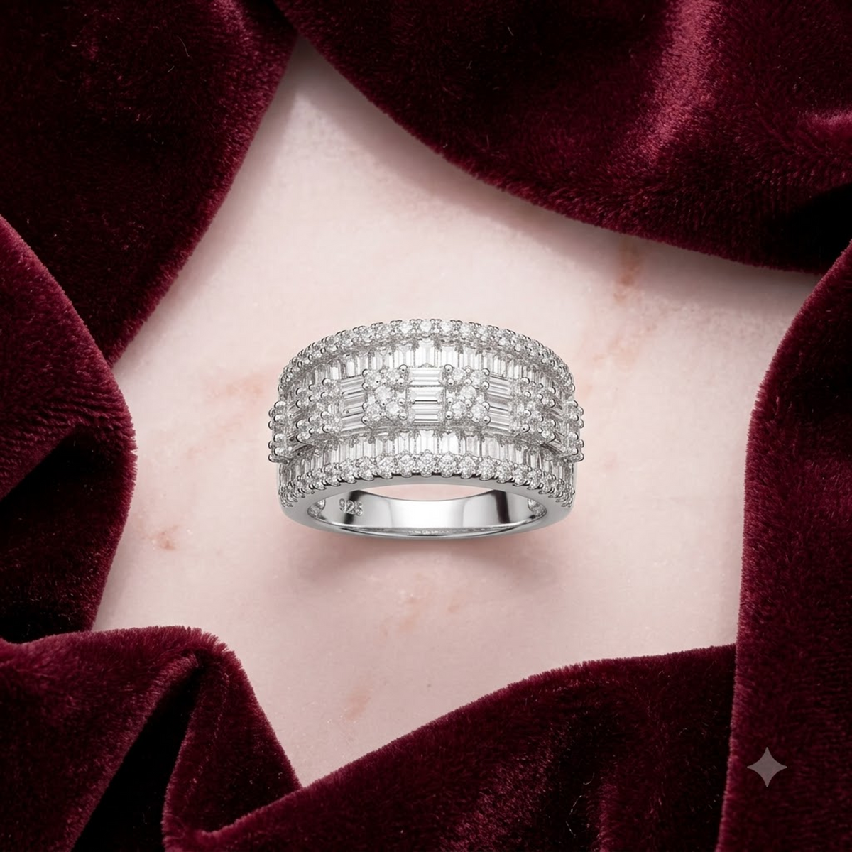 Multi-Row Channel Baguette Cocktail Ring