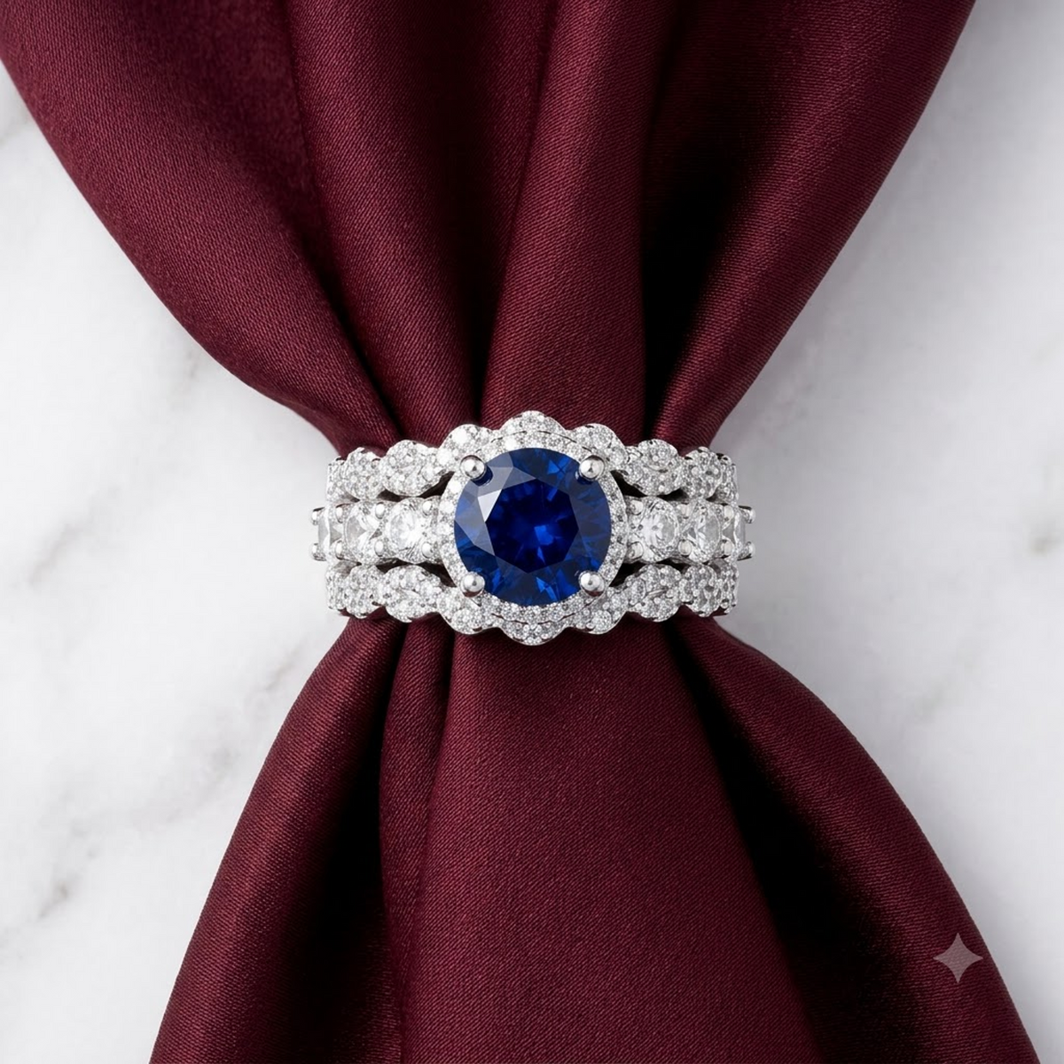 Round Blue Sapphire Solitaire Ring