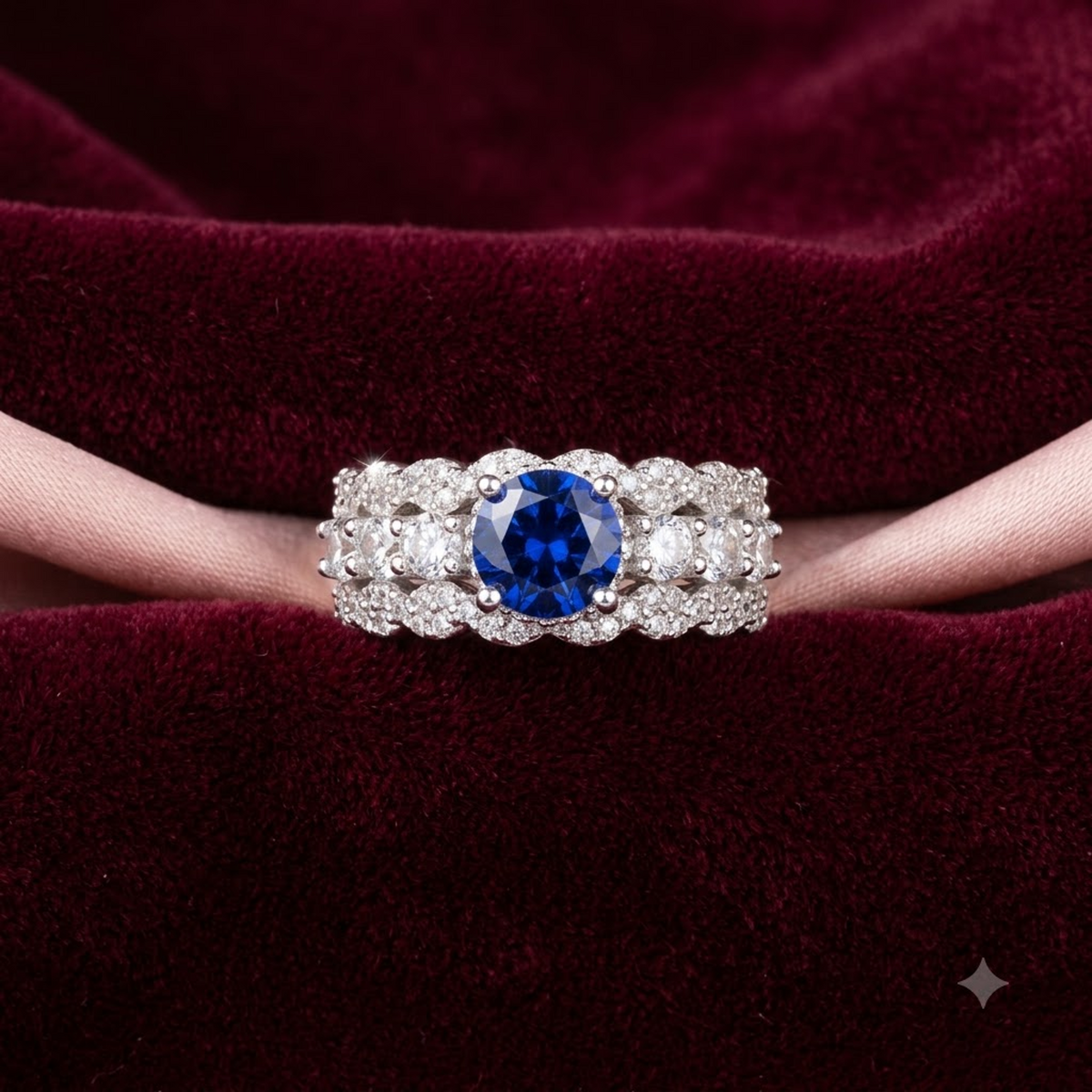 Round Blue Sapphire Solitaire Ring