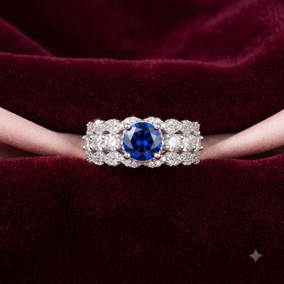Round Blue Sapphire Solitaire Ring