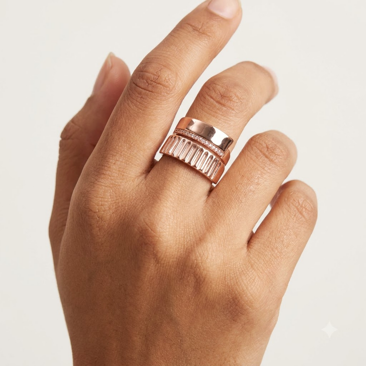 Fluted Dual-Band Wrap Ring