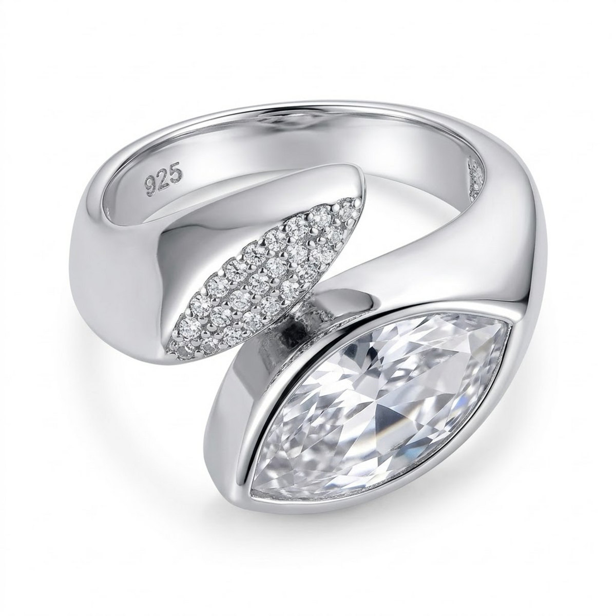 Teardrop Side-Cluster Ring