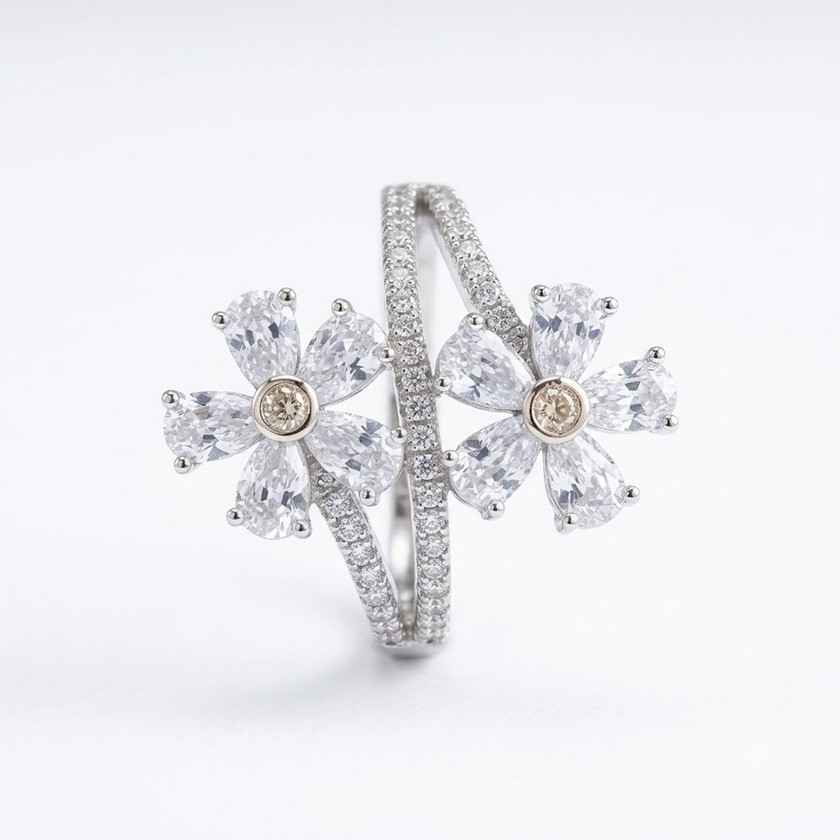 Twin Flora Split Band Ring