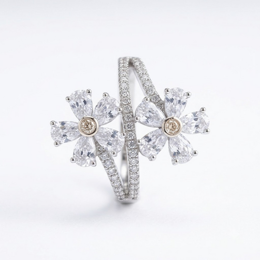 Twin Flora Split Band Ring